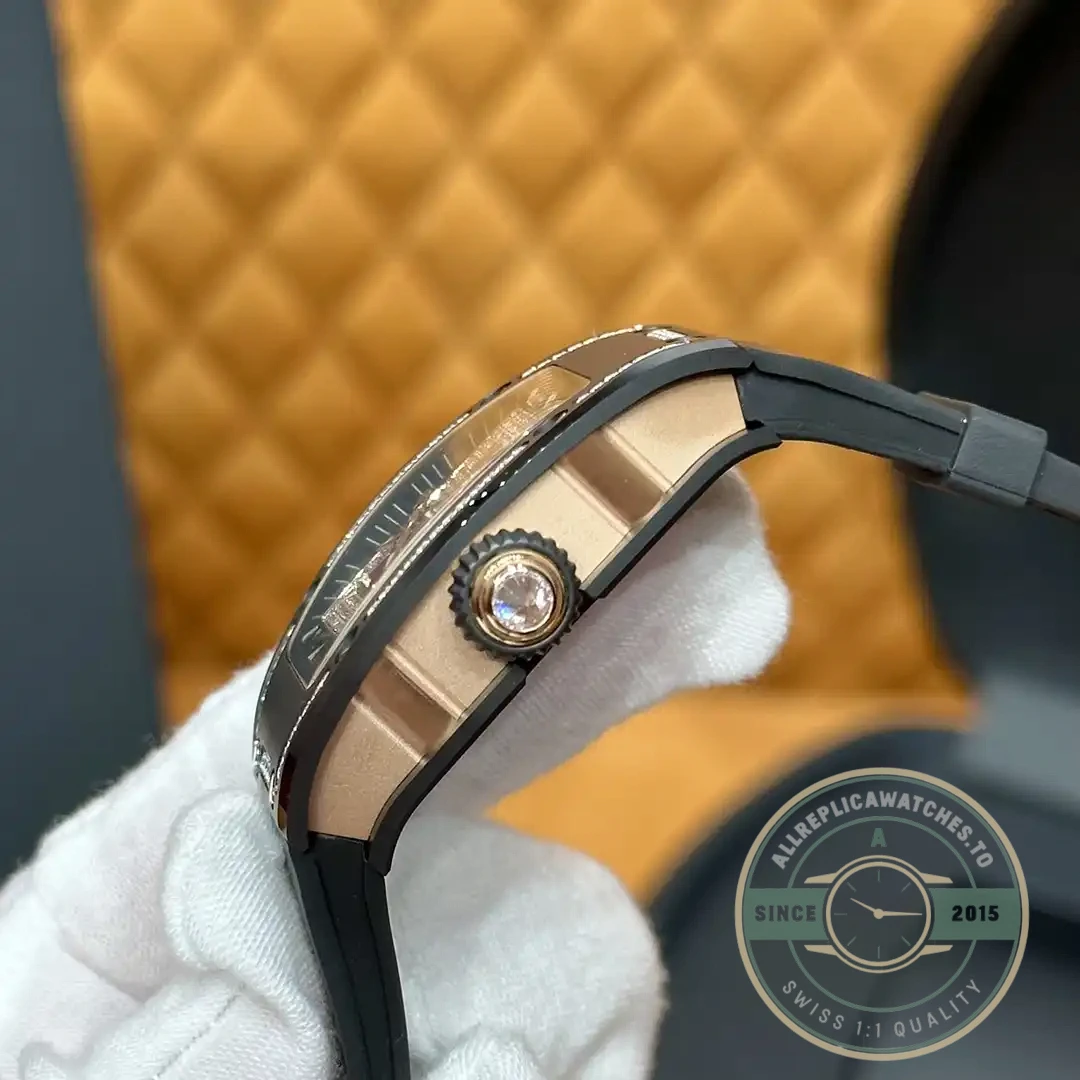 Replica Richard Mille 07-01 Diamond Black Ceramic Red Lip - Factory Super Clone Watch