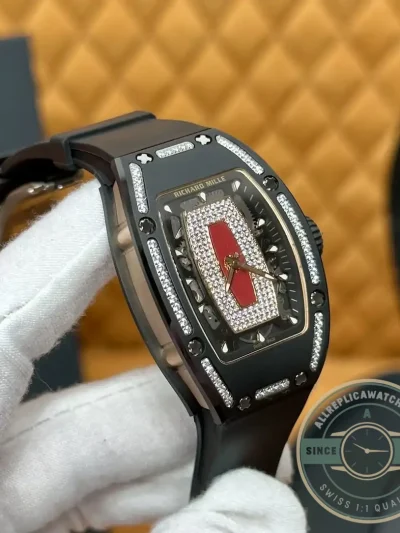 Replica Richard Mille 07-01 Diamond Black Ceramic Red Lip - 1:1 Swiss Replica Watch