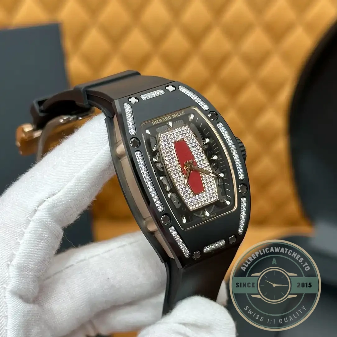 Replica Richard Mille 07-01 Diamond Black Ceramic Red Lip - 1:1 Swiss Replica Watch