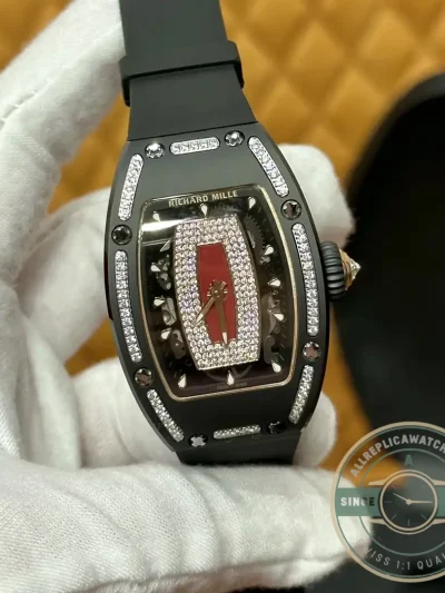 Replica Richard Mille 07-01 Diamond Black Ceramic Red Lip - High-Grade Replica Watch