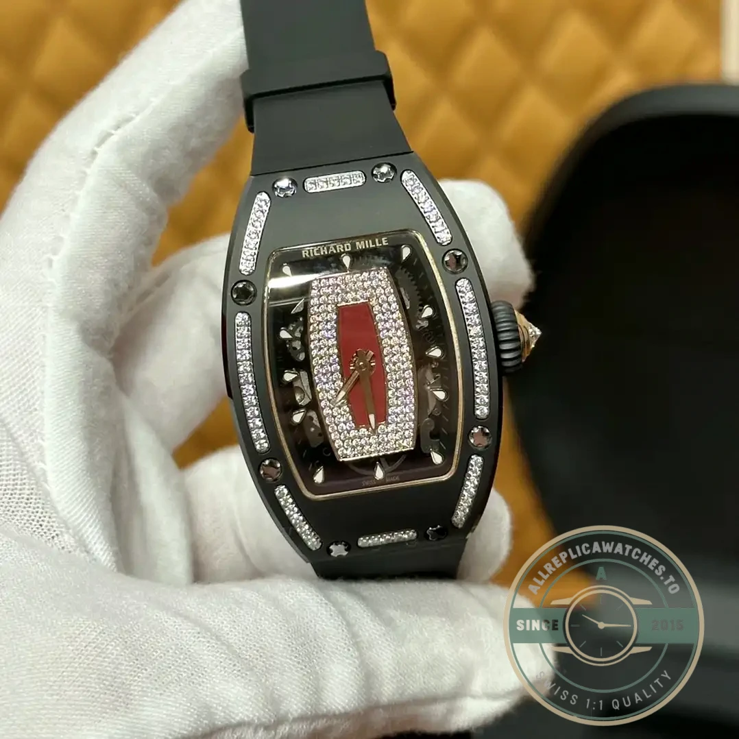 Replica Richard Mille 07-01 Diamond Black Ceramic Red Lip - High-Grade Replica Watch