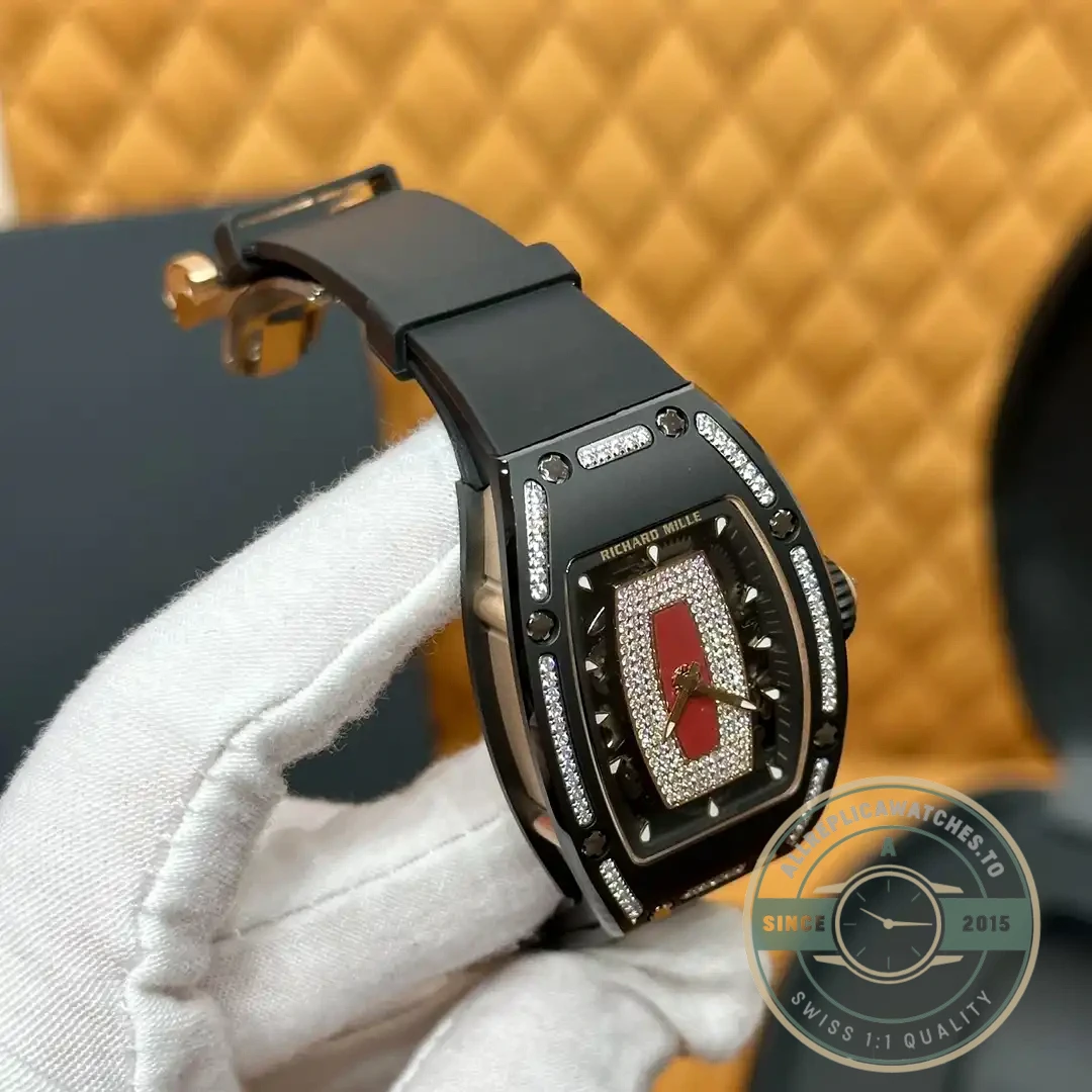 Replica Richard Mille 07-01 Diamond Black Ceramic Red Lip - High-Grade Replica Watch