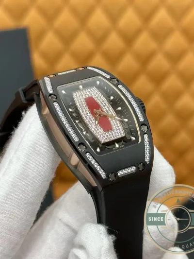 Replica Richard Mille 07-01 Diamond Black Ceramic Red Lip - Factory Super Clone Watch