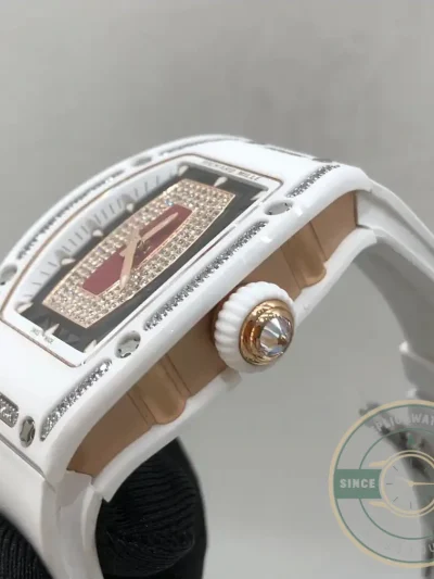 Replica Richard Mille 07-01 White Ceramic & Rose Gold With Diamonds - Budget Luxury Replica Watch