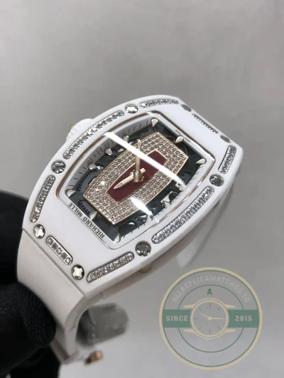 Replica Richard Mille 07-01 White Ceramic & Rose Gold With Diamonds - Affordable Super Clone Watch