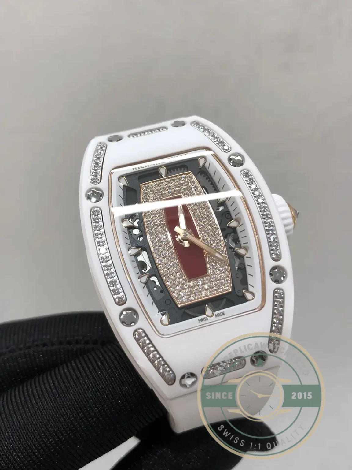 Replica Richard Mille 07-01 White Ceramic & Rose Gold With Diamonds - High-Grade Replica Watch