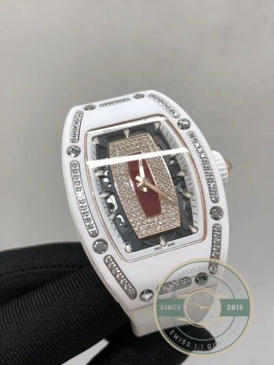 Replica Richard Mille 07-01 White Ceramic & Rose Gold With Diamonds - High-Grade Replica Watch