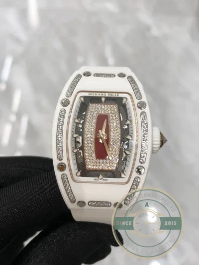 Replica Richard Mille 07-01 White Ceramic & Rose Gold With Diamonds - Luxury Replica Watch