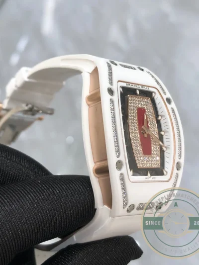 Replica Richard Mille 07-01 White Ceramic & Rose Gold With Diamonds - Swiss-Made Clone Watch