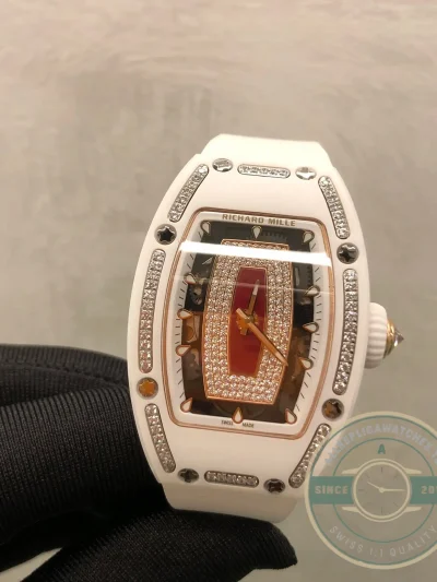 Replica Richard Mille 07-01 White Ceramic & Rose Gold With Diamonds - Premium Super Clone Watch