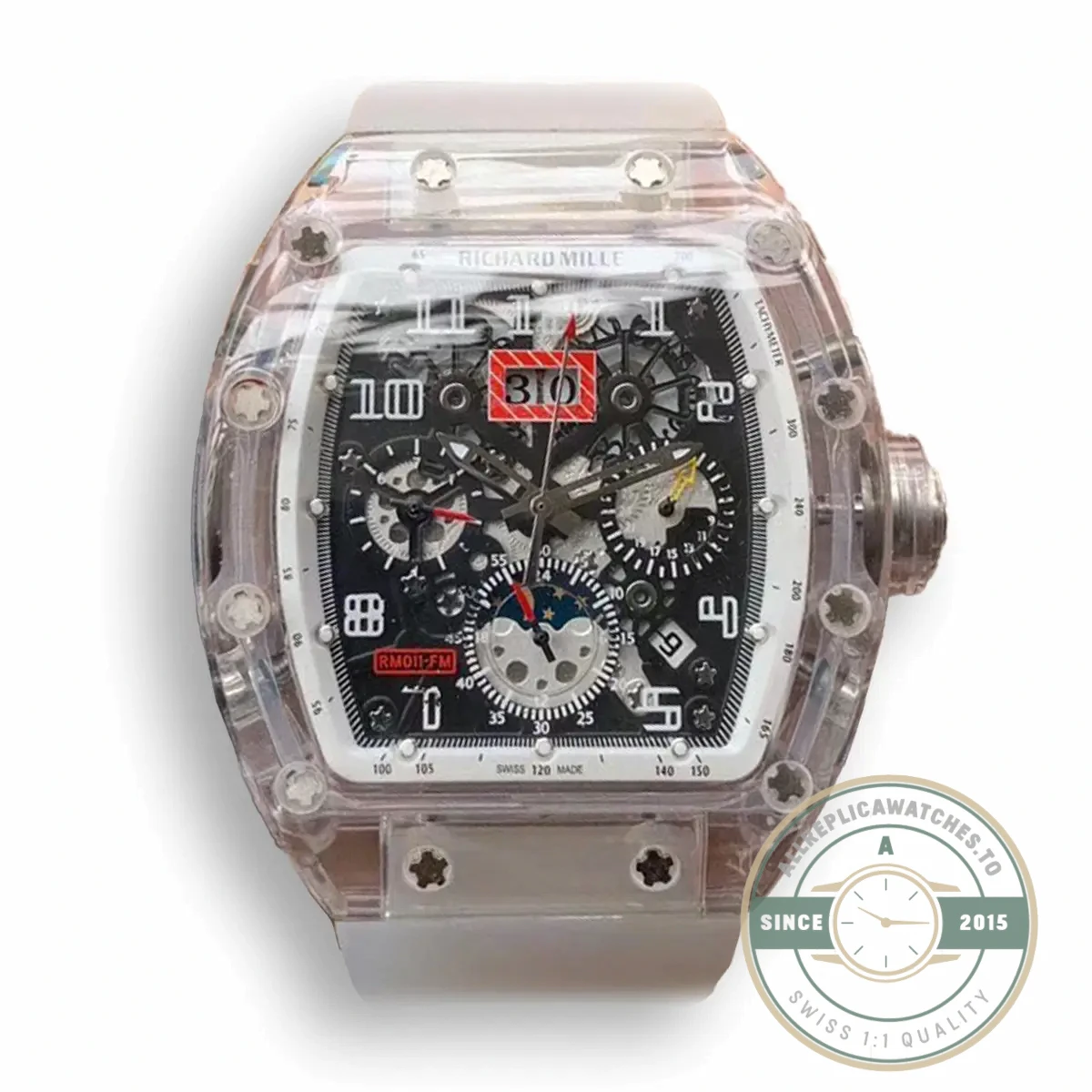 Replica Richard Mille 11-03 Glass Transparent White Strap - Luxury Replica Watch