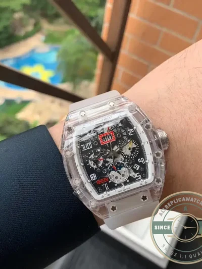 Replica Richard Mille 11-03 Glass Transparent White Strap - Budget Luxury Replica Watch
