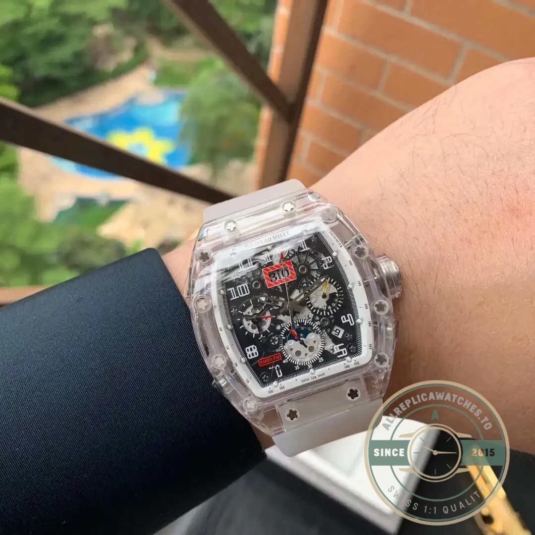 Replica Richard Mille 11-03 Glass Transparent White Strap - Budget Luxury Replica Watch