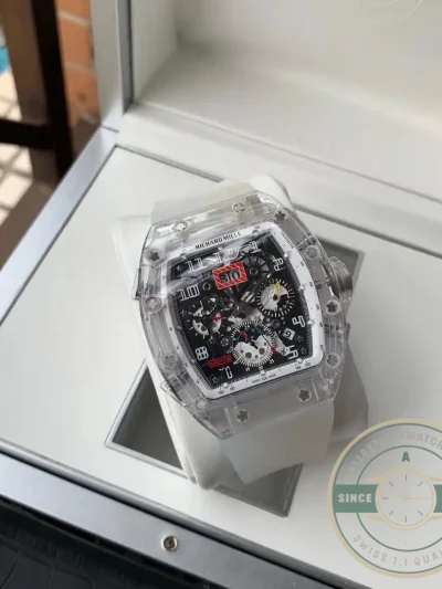 Replica Richard Mille 11-03 Glass Transparent White Strap - Premium Super Clone Watch