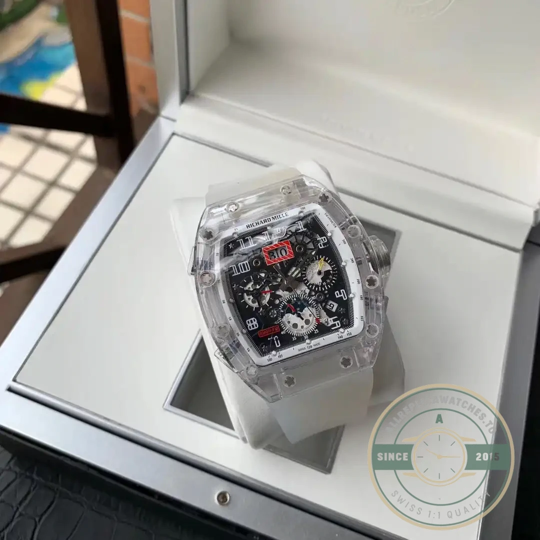 Replica Richard Mille 11-03 Glass Transparent White Strap - Premium Super Clone Watch