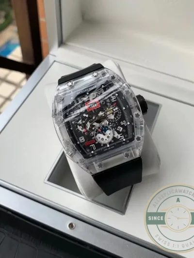 Replica Richard Mille 11-03 Glass Transparent White Strap - High-Grade Replica Watch