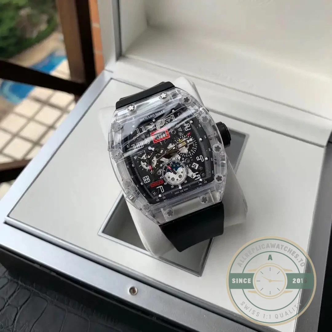 Replica Richard Mille 11-03 Glass Transparent White Strap - High-Grade Replica Watch