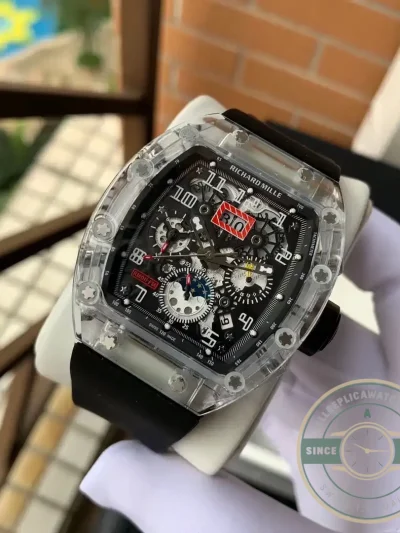 Replica Richard Mille 11-03 Glass Transparent White Strap - 1:1 Swiss Replica Watch