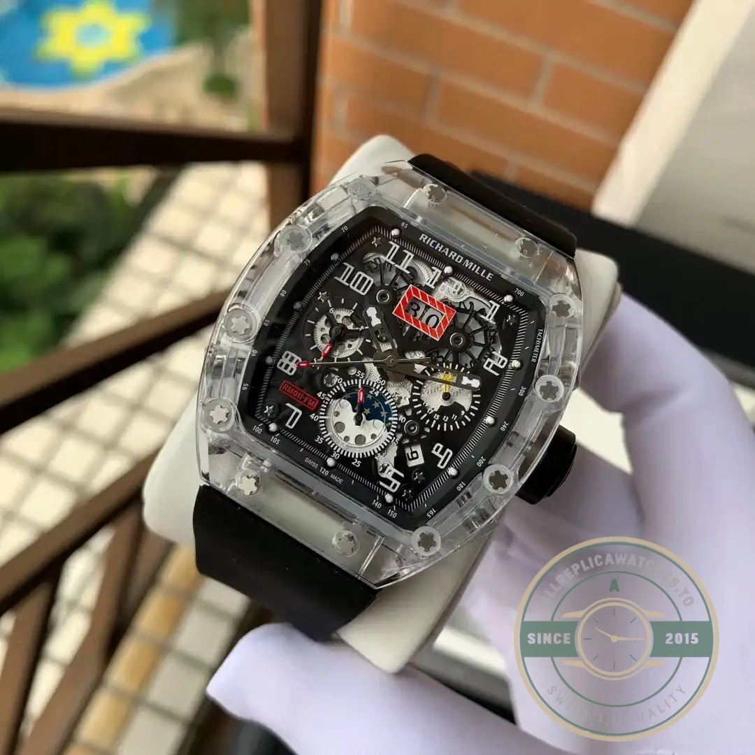 Replica Richard Mille 11-03 Glass Transparent White Strap - 1:1 Swiss Replica Watch
