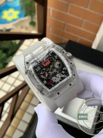 Replica Richard Mille 11-03 Glass Transparent White Strap - Premium Super Clone Watch