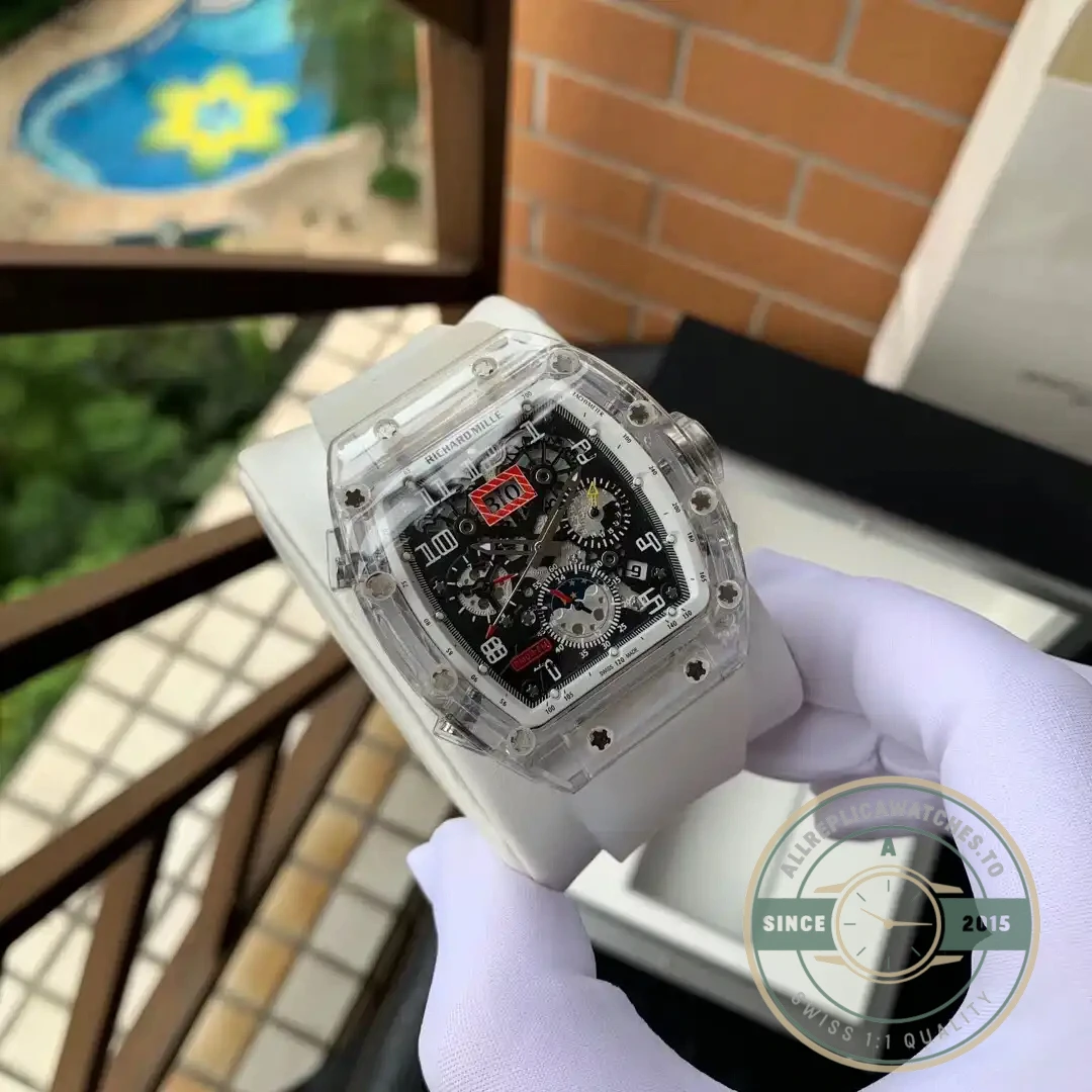 Replica Richard Mille 11-03 Glass Transparent White Strap - Premium Super Clone Watch