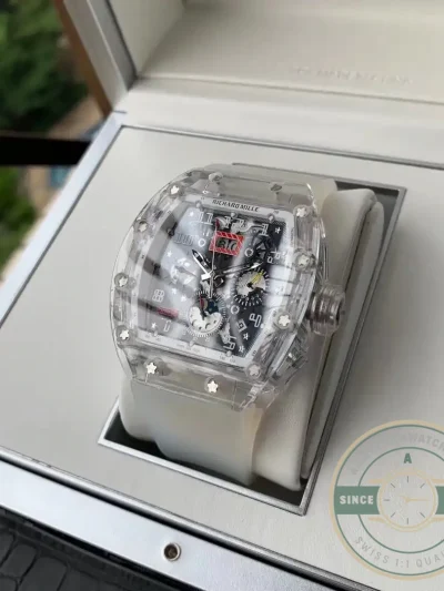 Replica Richard Mille 11-03 Glass Transparent White Strap - Affordable Luxury Replica Timepiece