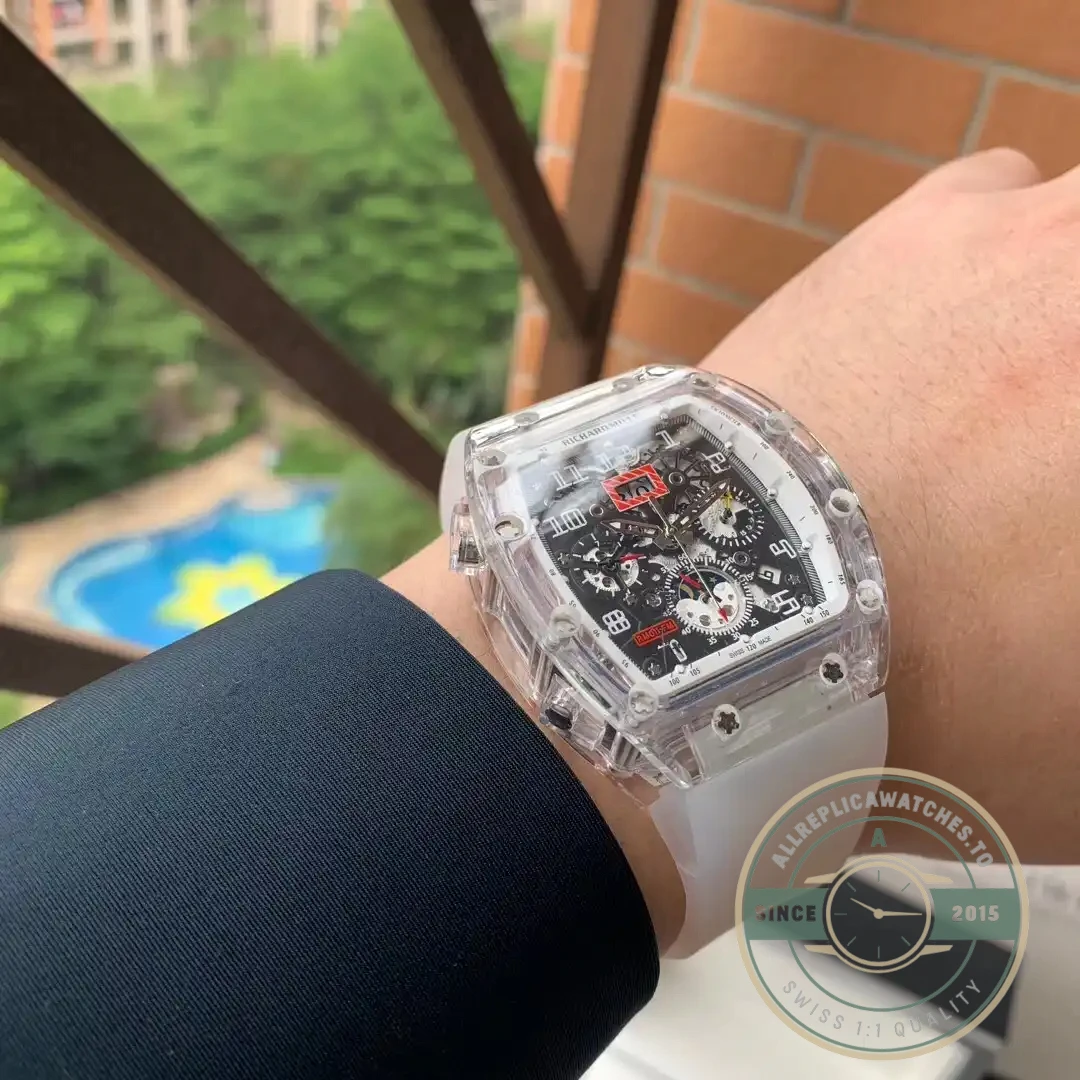 Replica Richard Mille 11-03 Glass Transparent White Strap - Luxury Replica Watch
