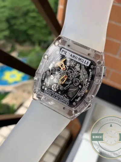 Replica Richard Mille 11-03 Glass Transparent White Strap - 1:1 Swiss Replica Watch