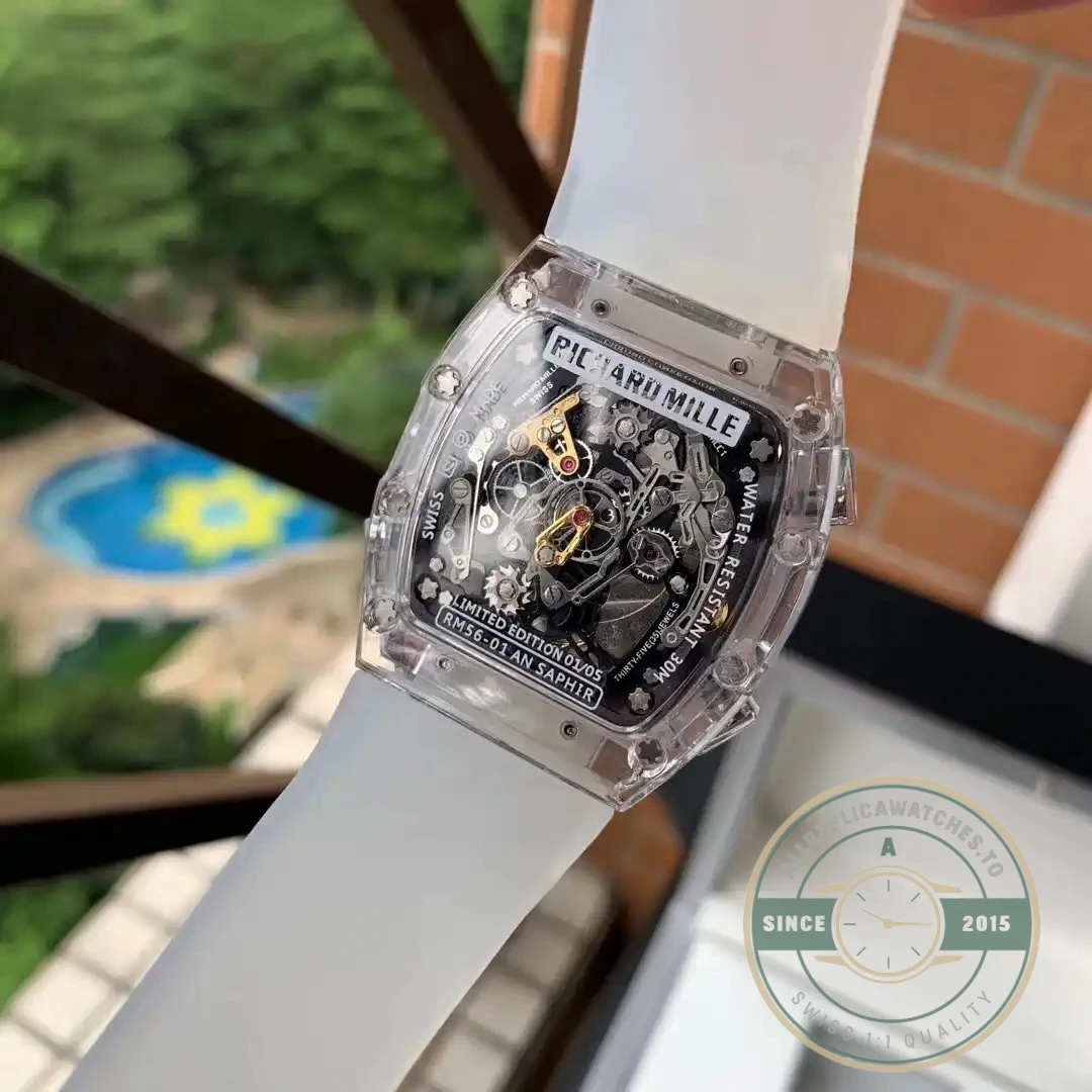 Replica Richard Mille 11-03 Glass Transparent White Strap - 1:1 Swiss Replica Watch