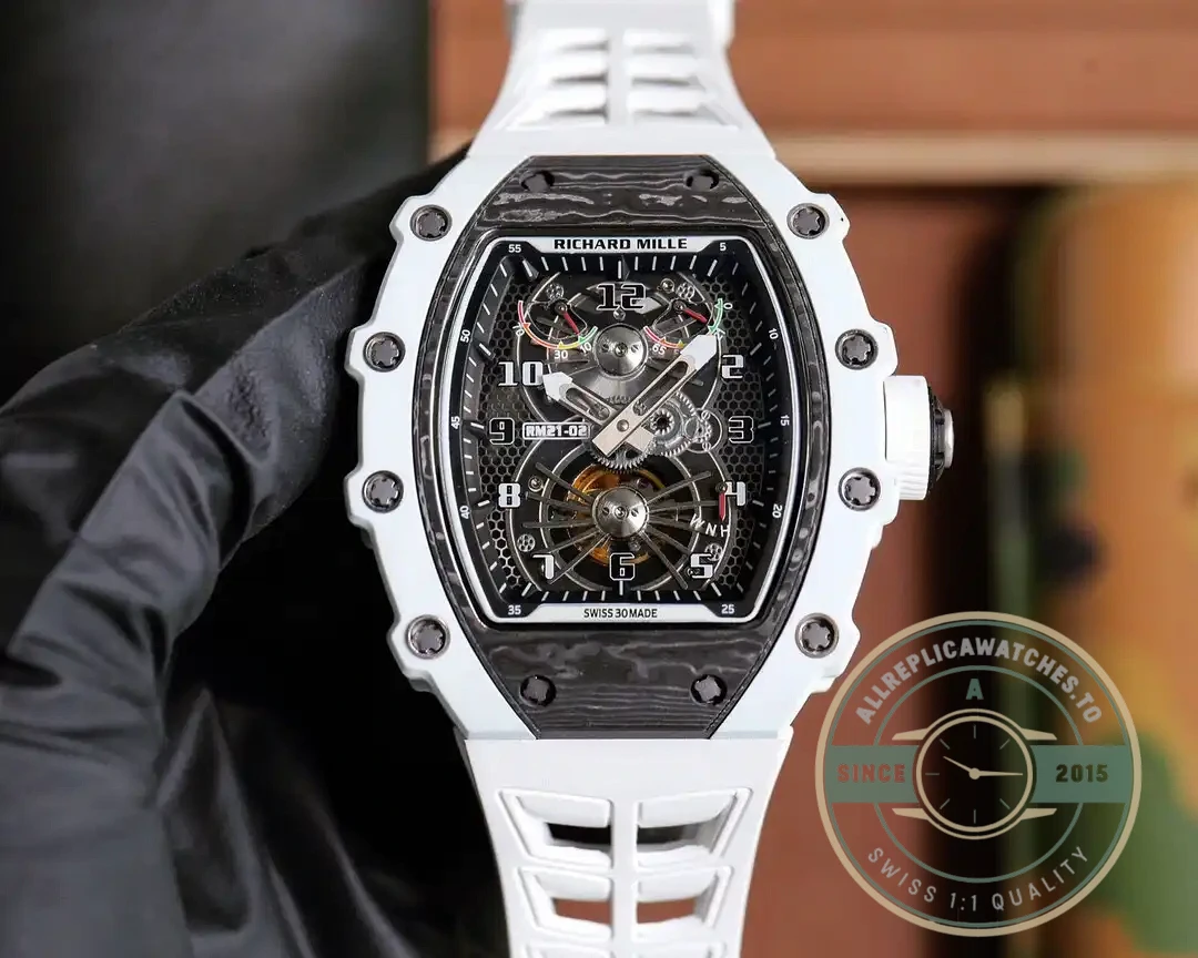 Replica Richard Mille 21-02 V2 White Rubber Strap - Swiss Movement Replica Watch