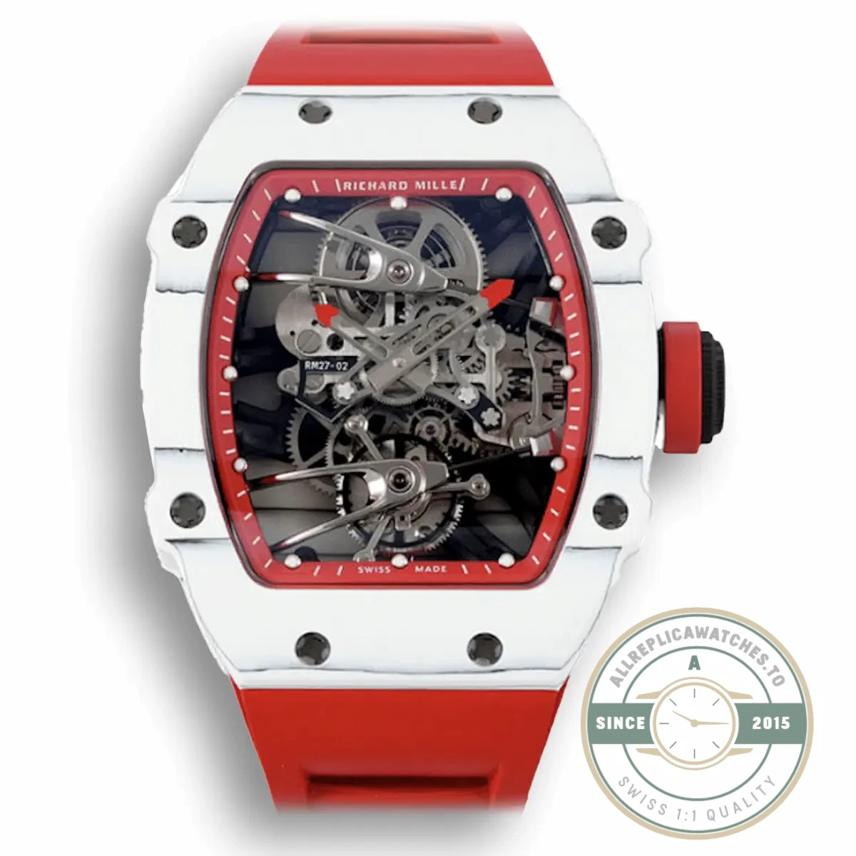 Replica Richard Mille 27-02 Rafael Nadal Tourbillon Red Rubber Strap - Affordable Super Clone Watch
