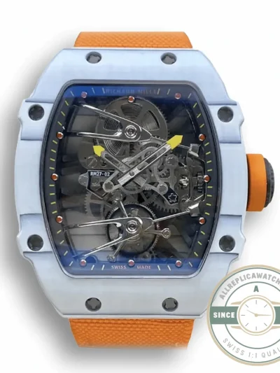 Replica Richard Mille 27-02 Skeleton Tourbillon Orange Strap - Affordable Super Clone Watch