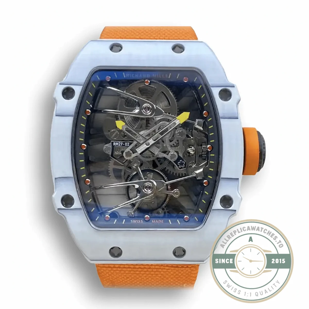 Replica Richard Mille 27-02 Skeleton Tourbillon Orange Strap - Affordable Super Clone Watch