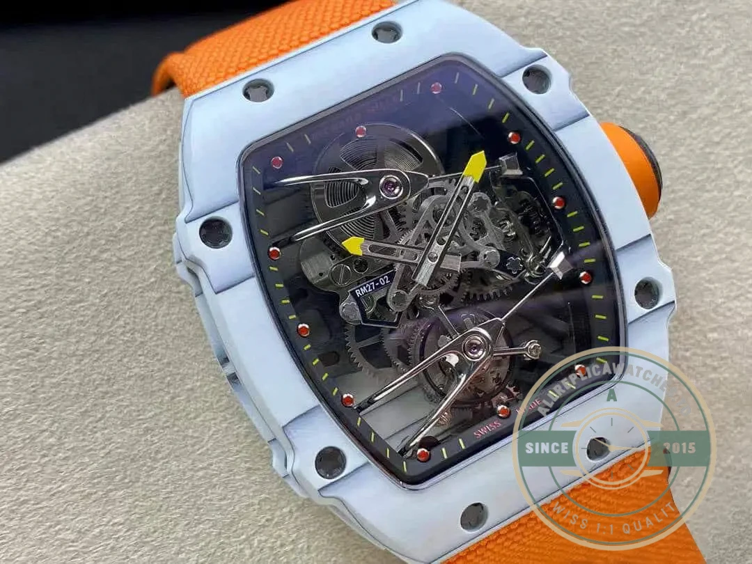 Replica Richard Mille 27-02 Skeleton Tourbillon Orange Strap - Top-Tier Swiss Replica Watch