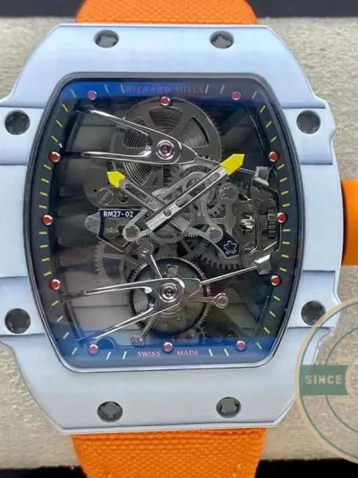 Replica Richard Mille 27-02 Skeleton Tourbillon Orange Strap - High-Grade Replica Watch