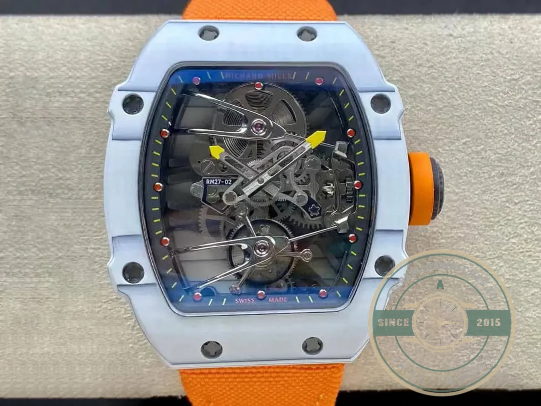 Replica Richard Mille 27-02 Skeleton Tourbillon Orange Strap - High-Grade Replica Watch