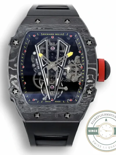 Replica Richard Mille 27-03 Rafael Nadal Black Tourbillon Black Rubber Strap - 1:1 Swiss Replica Watch