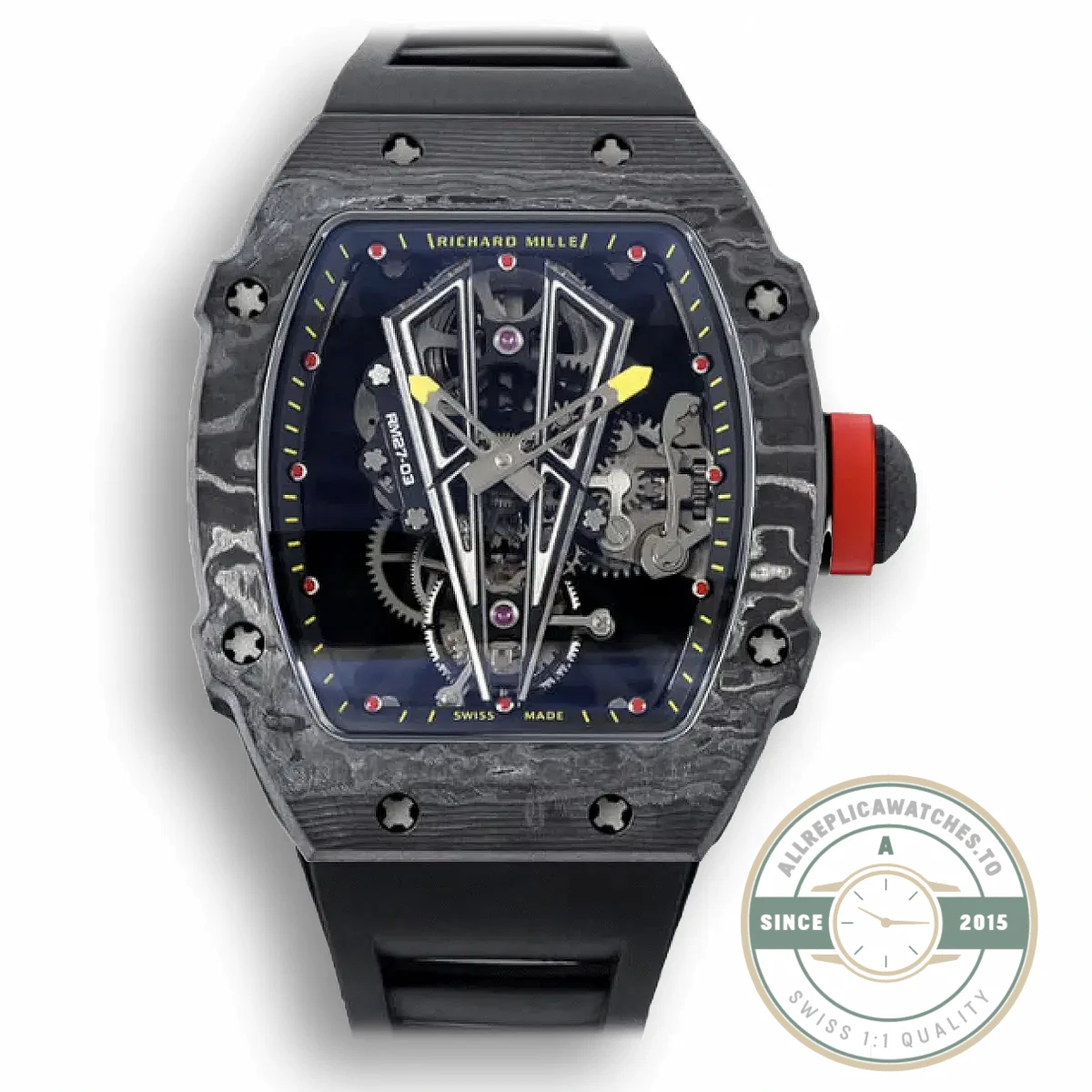 Replica Richard Mille 27-03 Rafael Nadal Black Tourbillon Black Rubber Strap - 1:1 Swiss Replica Watch