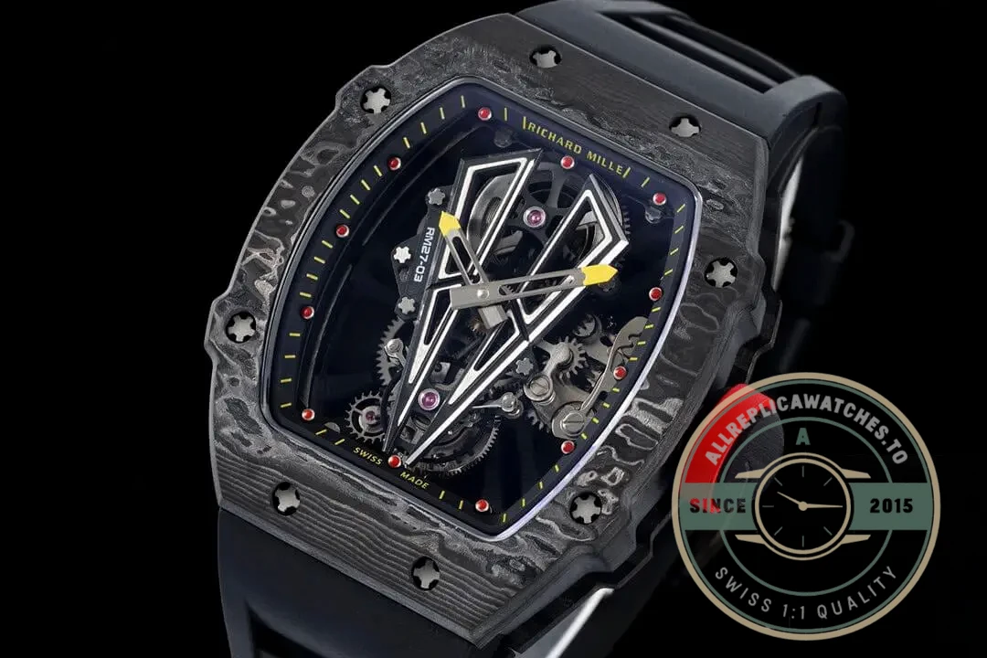 Replica Richard Mille 27-03 Rafael Nadal Black Tourbillon Black Rubber Strap - Best Quality Replica Watch