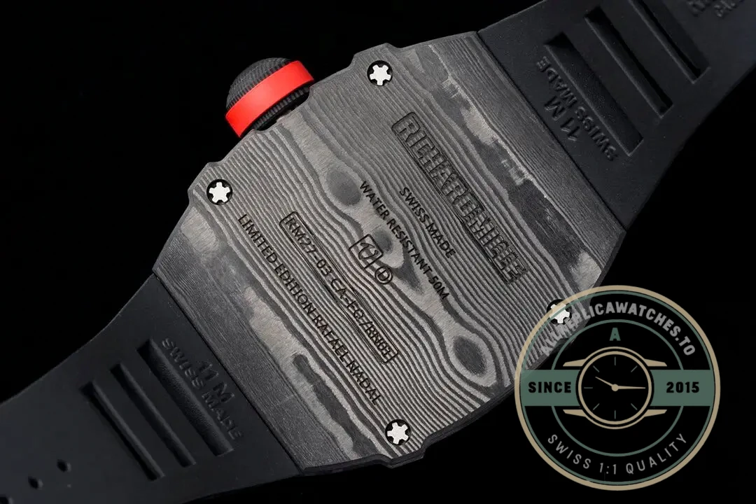 Replica Richard Mille 27-03 Rafael Nadal Black Tourbillon Black Rubber Strap - Top-Tier Swiss Replica Watch