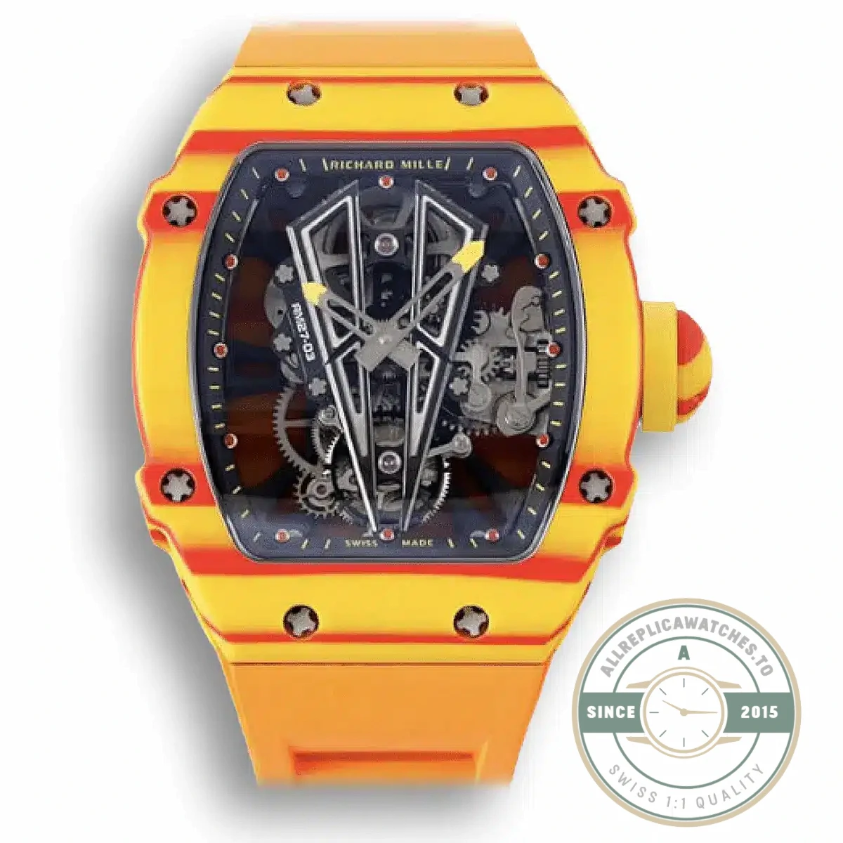 Replica Richard Mille 27-03 Rafael Nadal Tourbillon Orange Rubber Strap - Swiss-Made Clone Watch