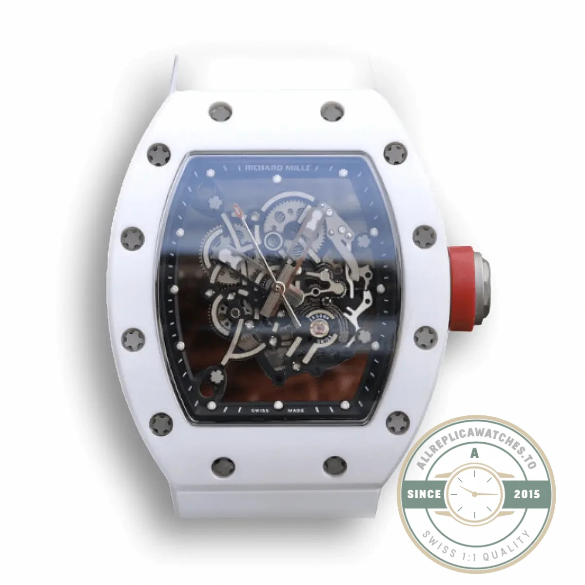 Replica Richard Mille Ceramic White Rubber Strap - Swiss-Made Clone Watch