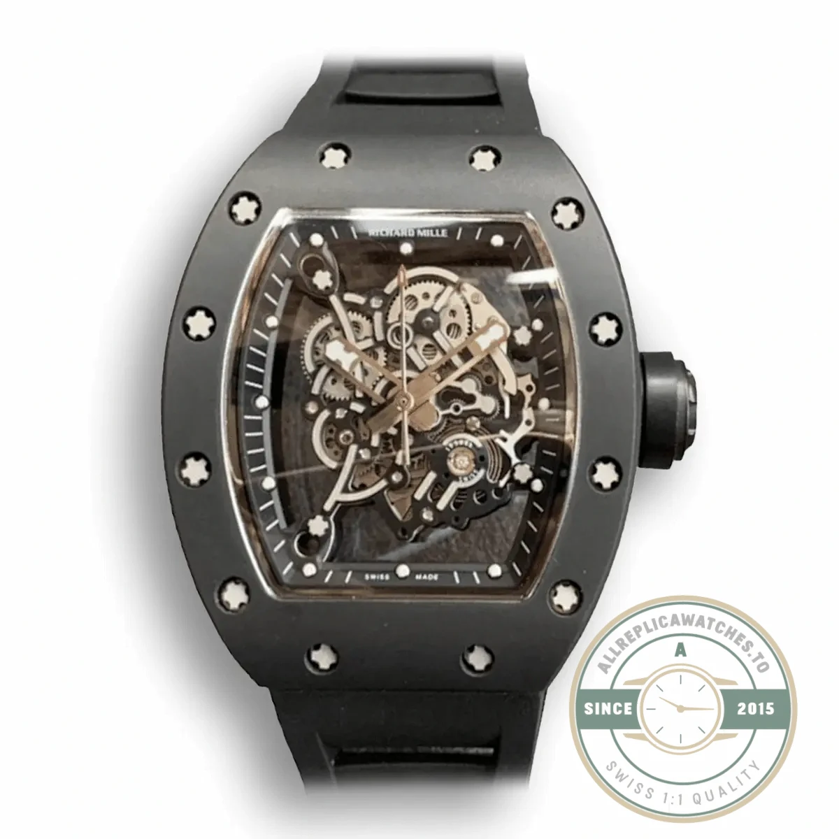 Replica Richard Mille V2 Black Ceramic Rubber Strap - Best Quality Replica Watch