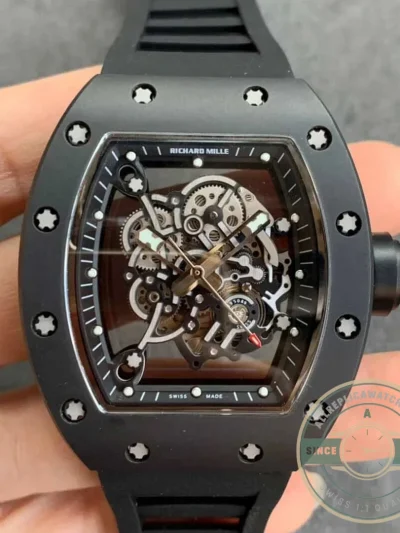 Replica Richard Mille V2 Black Ceramic Rubber Strap - Top-Tier Swiss Replica Watch