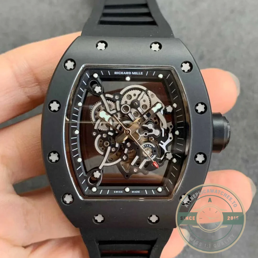 Replica Richard Mille V2 Black Ceramic Rubber Strap - Top-Tier Swiss Replica Watch