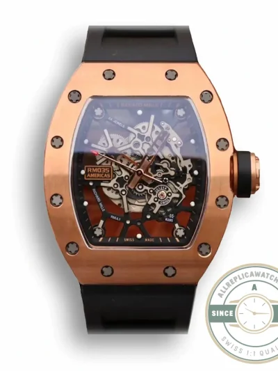 Replica Richard Mille35-01 Kv Factory Rose Gold Black Strap - Top-Tier Swiss Replica Watch