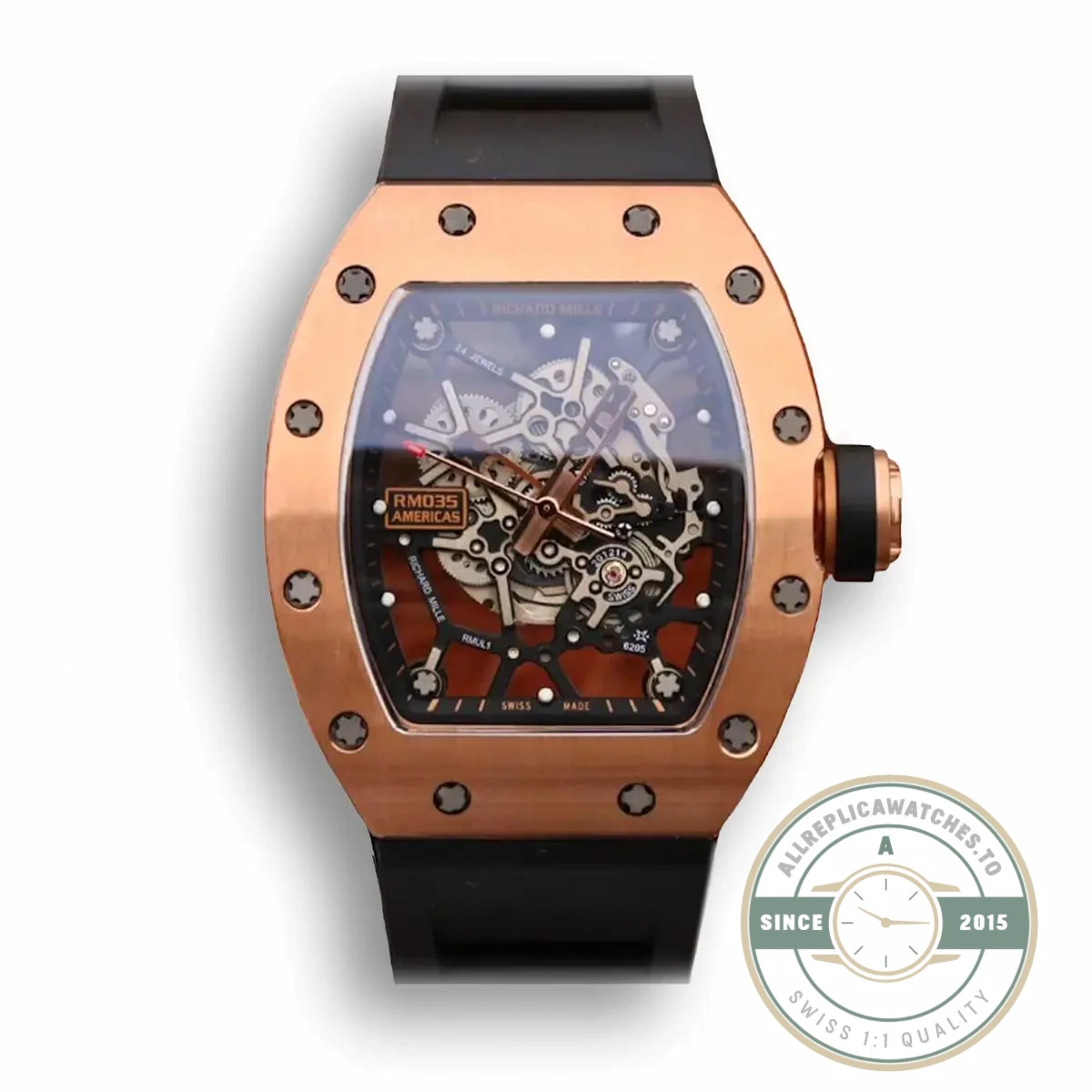 Replica Richard Mille35-01 Kv Factory Rose Gold Black Strap - Top-Tier Swiss Replica Watch