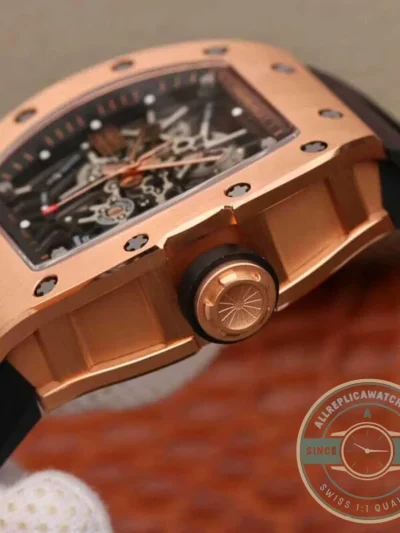 Replica Richard Mille35-01 Kv Factory Rose Gold Black Strap - Premium Super Clone Watch