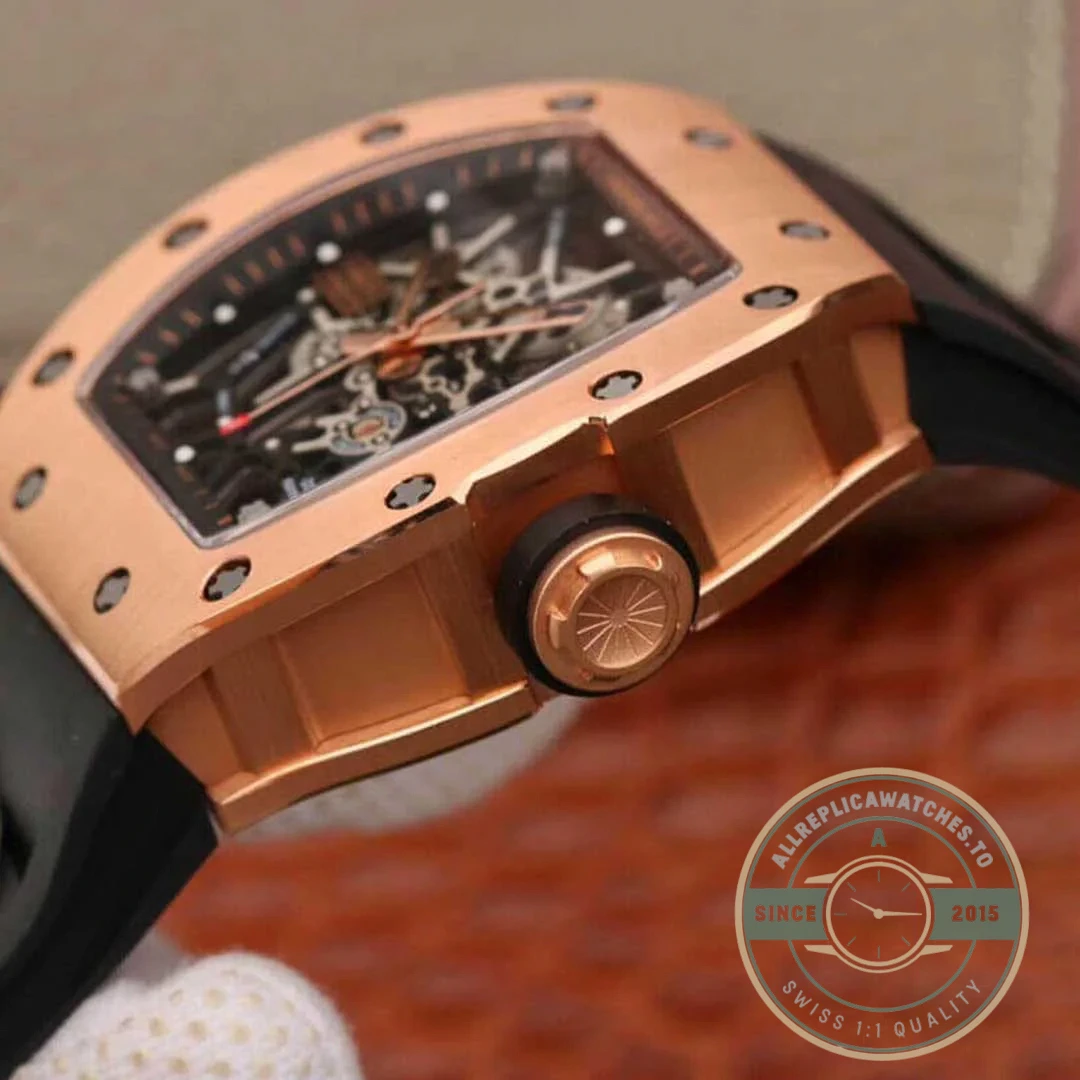 Replica Richard Mille35-01 Kv Factory Rose Gold Black Strap - Premium Super Clone Watch