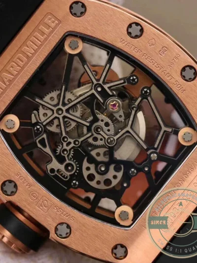 Replica Richard Mille35-01 Kv Factory Rose Gold Black Strap - Swiss Movement Replica Watch